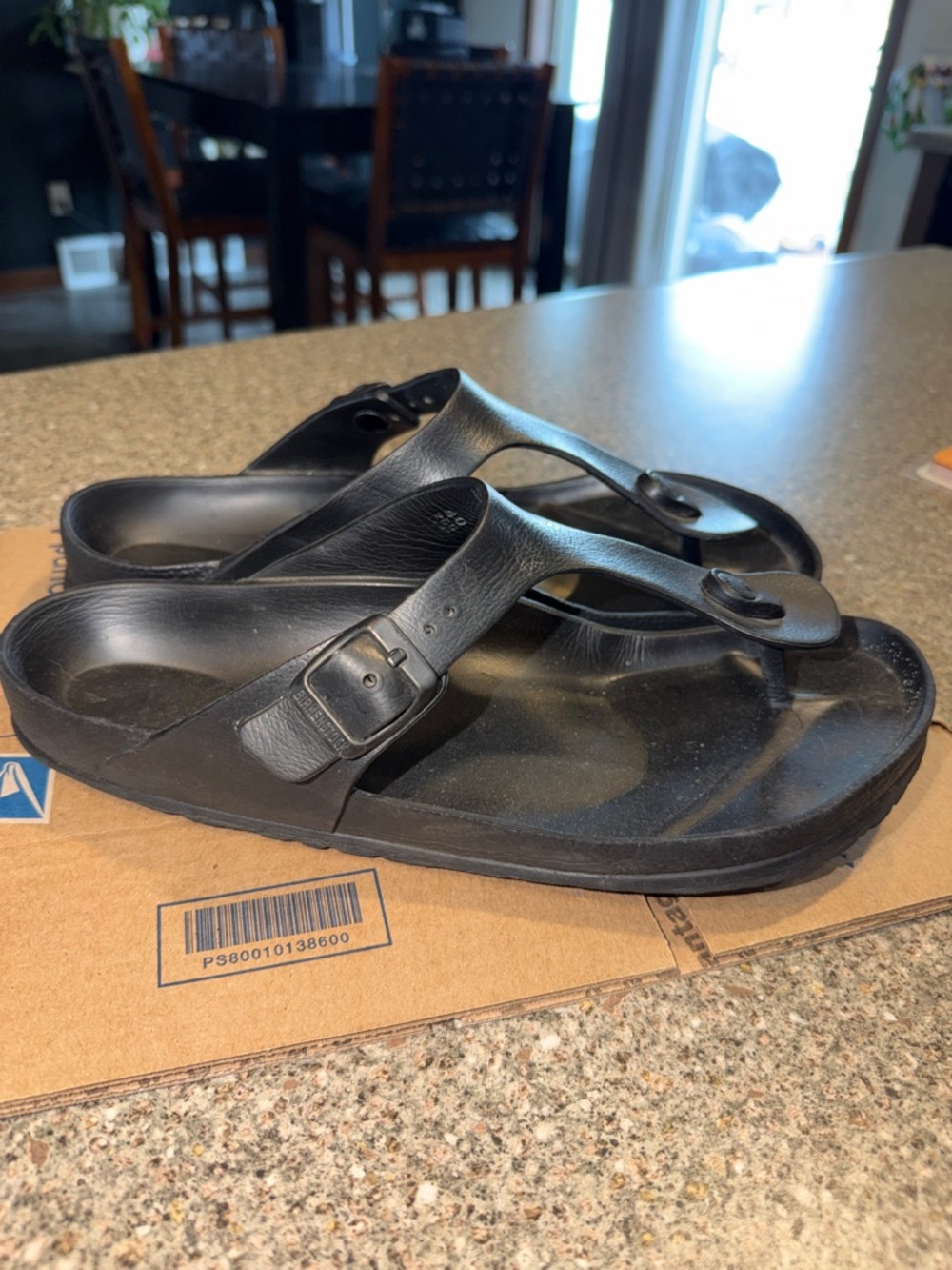 Birkenstock Eva Black Women's Buckle Thong Sandals
